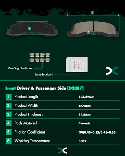 Image of SCITOO D2087 D1790 Front Ceramic Rear Ceramic Brake Pad Sets | 2018-2021 For Ford For Expedition,2015-2020 For F-150,2018-2021 For Lincoln For Navigator