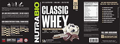 Nutrabio Classic Whey Protein Powder- 25G Of Protein Per Scoop - Full-Spectrum Amino Acid Profile - No Fillers, Artificial Colors, Preservatives - Low Glycemic Index - Ice Cream Cookie Dream, 5 Pounds #TOP2