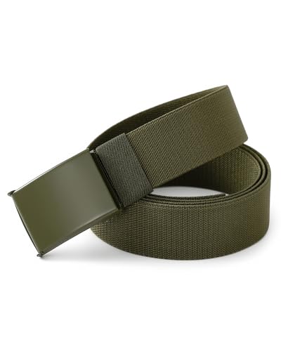 Image of Mile High Life Stretch Canvas Belt for Men, Golf Casual Elastic Web Belt, Top Military Buckle, Adjustable Cut to Fit
