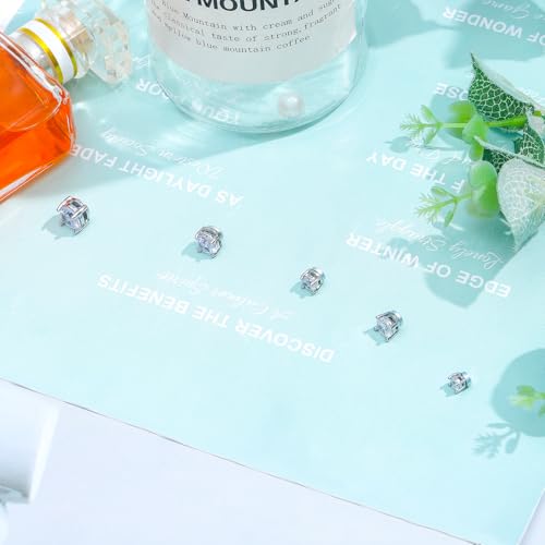 NEWITIN 5 Pairs Stainless Steel Magnetic Stud Earrings for Men Clip on Earring Magnetic Earring Inlaid Cubic Zirconia Unisex Non Piercing Magnet Studs 4 to 8MM Diamond Earrings for Women Men4