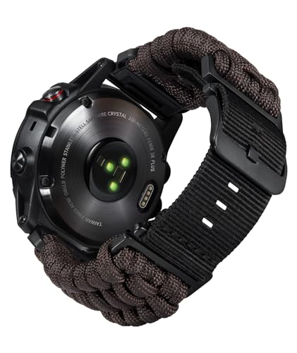 コンパチブル ガーミン交換ベルト20mm 22mm 26mm コンパチブルGARMIN ウォッチナイロンスポーツバンド 耐久性の高い編み込み 550 パラコード スマートウォッチバンド 軍事風 互?Fenix/互?Tactix/互?Descent/ 互?D