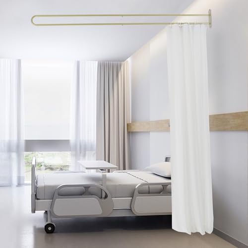 U-Shape Privacy Partition Curtains, Wall Mounted Room Divider Curtains, Hanging Room Divider Privacy Curtains for Hospital Fitting Room Beauty Salon Bedroom Hospital Spa, 6.5 X 7.2 Ft