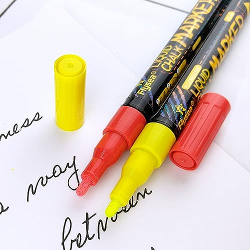 YWLUUOO 8 Pieces Highlighter Pen Pack of 8 Colorful Erasable Liquid Chalks Fluorescent Window Glass Paint Pens Whiteboard Marker Pens for Chalkboard Erasable Chalk Markers Whiteboard Dry Erases - Image 7