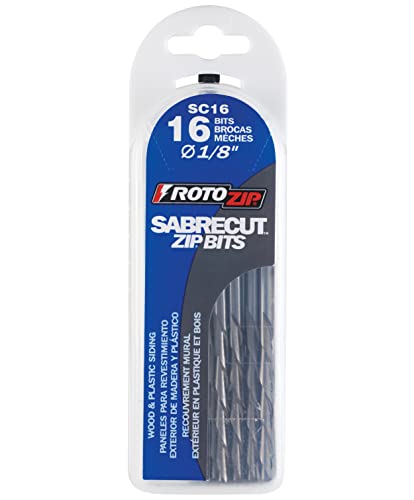 RotoZip SC16 1/8 Inch Sab Recut Zip Bit For Wood and Plastic 16 Pack Silver