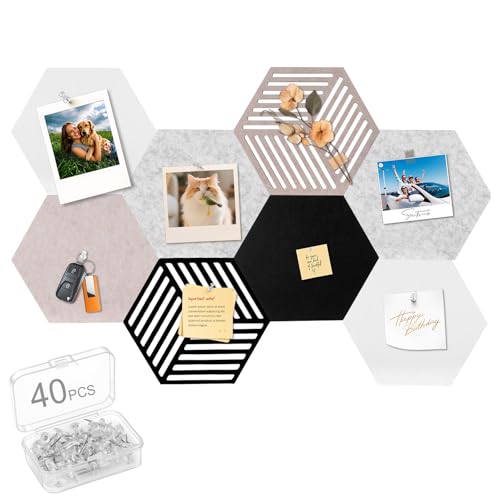 Tableaux d'affichage muraux hexagonaux feutre et liege pour deco de chambre et rangement note