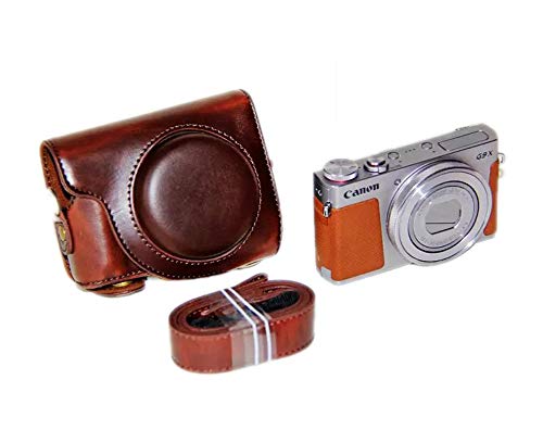 Kamera Tasche PU-Leder-Schutzhülle für Canon Powershot G9 X Kompakte Systemkamera (Kaffee)