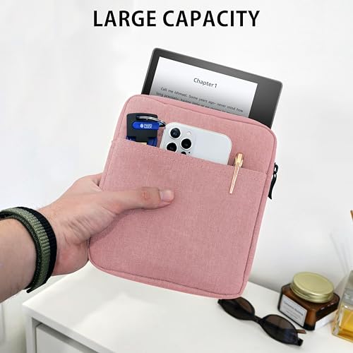 MyGadget Nylon Sleeve Hülle für Tablet bis 7 Zoll [ 17 x 14,5 cm ] - Schutzhülle Tasche ideal z.b. Kindle Oasis [9 & 10 Gen.] | Paperwhite [bis 2021] - Rosa