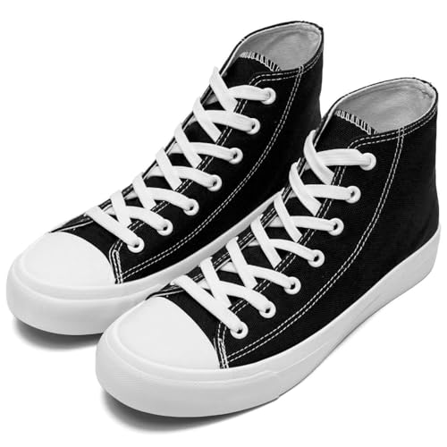 Duovodu Kids Canvas Sneakers for Girls Boys High Top Canvas Fashion Shoes Comfortable Classic Casual Lace up Walking Running Shoes69 Black