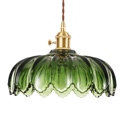 XZHGCEE Vintage Pendant Light Fixtures: Glass Pendant Lights Kitchen Island, Green Pendant Light, Modern Chandelier Pendant Green Light Fixture for Bedroom Dining Room by XZHGCEE - Used condition - Image 7