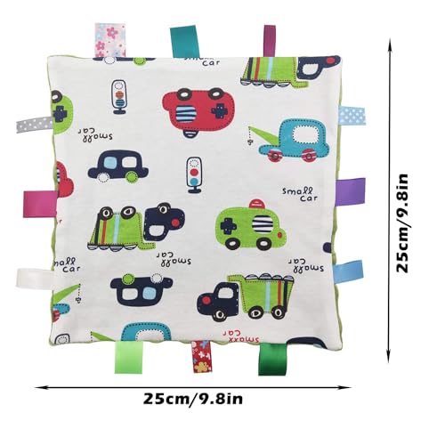 Image of Inchant Boy Tag Security Blanket - Baby Car Plush Comforter Taggy Blankies, Pale Green Textured Underside