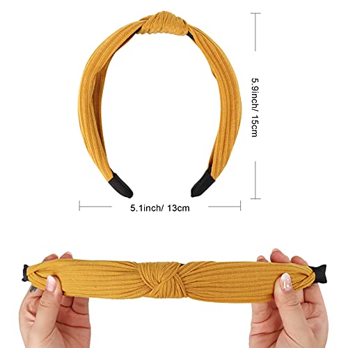 Image of DRESHOW 8 Pack Knotted Headbands for Women Wide Turban Headband Yoga Exercise Ribbing Hair Hoop Hair Bands Accessories