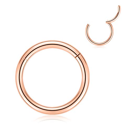 FUNLMO Nose Septum Rings Cartilage Earring Tragus Helix Rook Daith Conch Eyebrow Piercing Jewelry Lip Ring Surgical Steel 18G 14mm Rose Gold by FUNLMO - Used condition - US$7.76