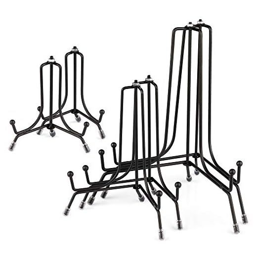 Mocoosy 6 Pack 3 Size Upgraded Anti-Slip Plate Stands for Display, 4 6 8 Inch Photo Holder Display Stand Set, Black Metal Iron Wire Frame Stand Easel for Pictures, Decorative Platter, Book and Arts