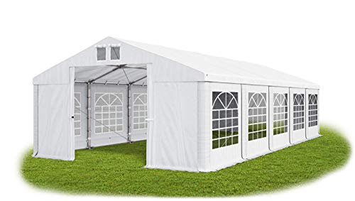 Partyzelt 5x10m wasserdicht weiß Zelt 560g/m² PVC Plane ganzjährig stahlseile Gartenzelt Winter Plus SD