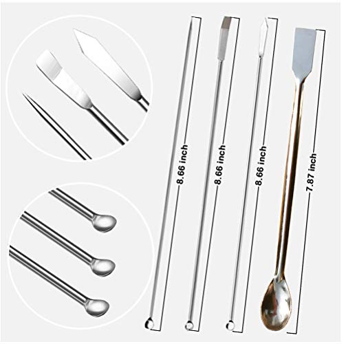 9 Pack Stainless Steel Lab Spatula,Micro Lab Spoon Laboratory Mixing Spatula Set, by Asonlye