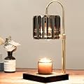 Yuichoy Candle Warmer Lamp with Timer, Dimmable Electric Candle Wamer Adjustable Height, Gifts for Women Mom, Glass Modern Candles Melter Lamp, Black