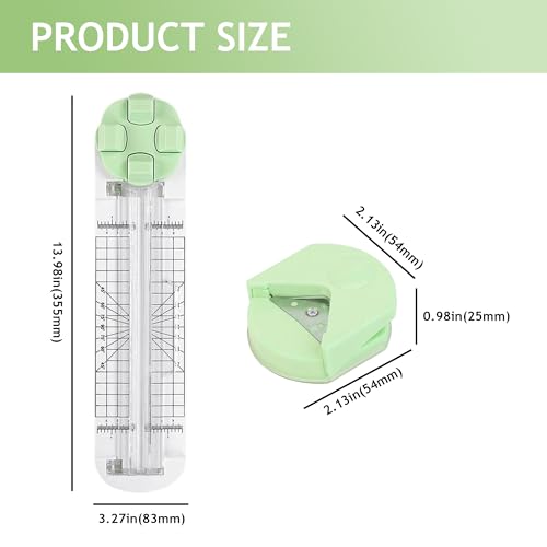 4 In 1 Paper Cutter, Geschenkpapier Schneider, Creative Papierschneider Mit Falzfunktion, Multifunktions-Papierschneidemaschine Für Scrapbooking, Karten und DIY, Mit 1 Eckenstanzer (grün)