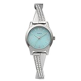 Timex Women's Fashion Stretch Bangles 25mm Watch - Silver-Tone Expansion Band Blue Dial Silver-Tone Case