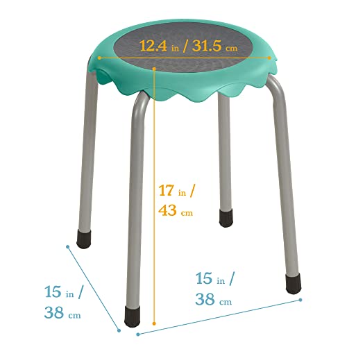 Image of ECR4Kids Daisy Stackable Stool Set, Flexible Seating, Seafoam, 8-Piece