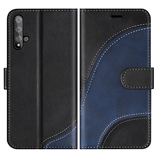 BoxTii Cover per Huawei Nova 5T / Honor 20, Custodia in PU Pelle Portafoglio per Huawei Nova 5T / Honor 20, Magnetica Cover a Libro con Slot per Schede, Nero