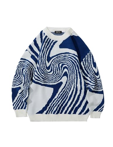 Vamtac Mens Oversized Sweater Vintage Graphic Pullover Crewneck Knit Jumper Y2K Unisex Streetwear 2025 Fall Tops