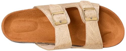 Fourteen Women's Flat Double Toe Flip Flop Multicolor Gold, 39 EU