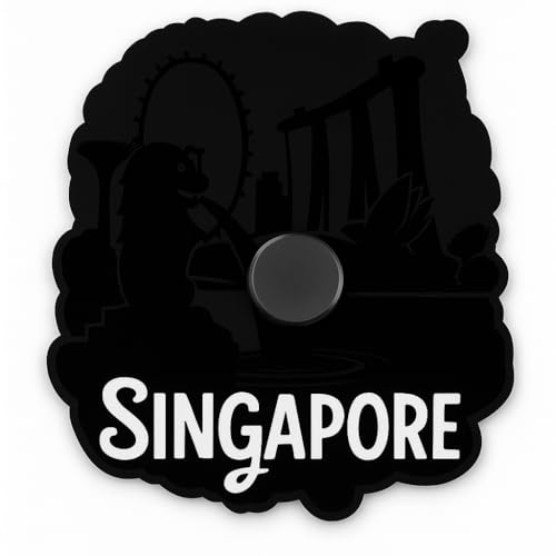 Image of Naxon Singapore Country Theme Souvenir Wooden Refrigerator Stylish Fridge Magnet - Travel Collectible Gift | Fridge Decoration Magnet for Kitchen & Home Decor | Size 3x3 Inches | Pack of 1