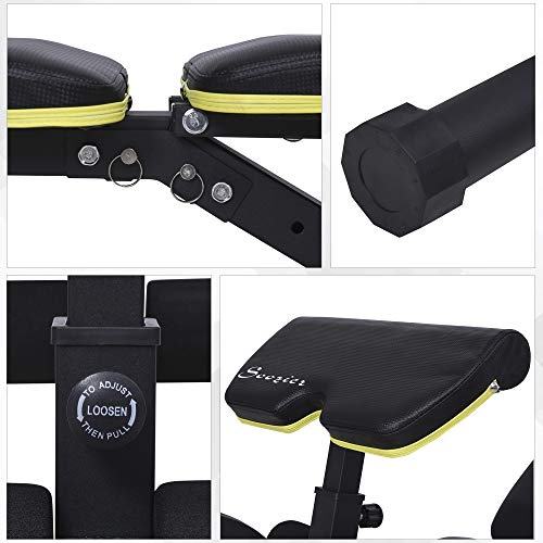 Soozier Adjustable Sit-Up Dumbbell Bench Multi-Functional Purpose Hyper Extension Bench with Adjustable Seat and Back Angle