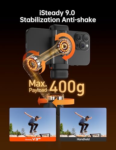 Image of Hohem iSteady V3 Ultra iPhone Gimbal Black, AI Tracker RGB Touch Remote, Extension Rod Tripod Video Stabilizer