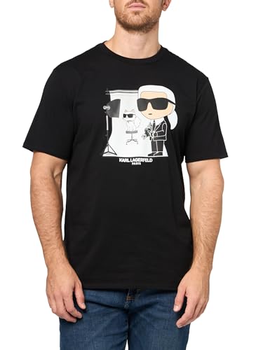 Karl Lagerfeld Paris Men's Short Sleeve Crewneck Karl Pixel Graphic Design T-Shirt, Black