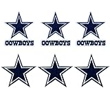 6pcs Cowboys Stars Iron on/Sew on Embroidery Patches,Rugby Applique Repair Fashion Accessories Collection Stickers for DIY Clothing Jacket Jeans Backpack Hats Vests Bags