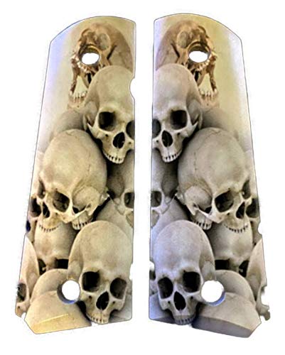 Compatible Replacement for Full Size 1911 Premium Gun Grips Colt Gov. & Clones Taurus, S&W, Springfield, Rock Island w/UV Skulls - Premium Gun Grips
