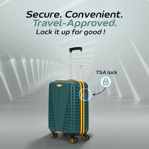 Image of Aristocrat Cabin Airpro Plus 55 Cm(Small) 8 Wheel Spinners Trolley Bags for Travel Hard Case Luggage, Lightweight Bag with TSA Lock & Anti-Theft Zipper(Green),Small