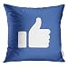 VANMI Throw Pillow Cover White Like Symbol of Finger Up Thumb in Flat Style Blue Hand YouTube Social Decorative Pillow Case Home Decor Square 18x18 Inches Pillowcase