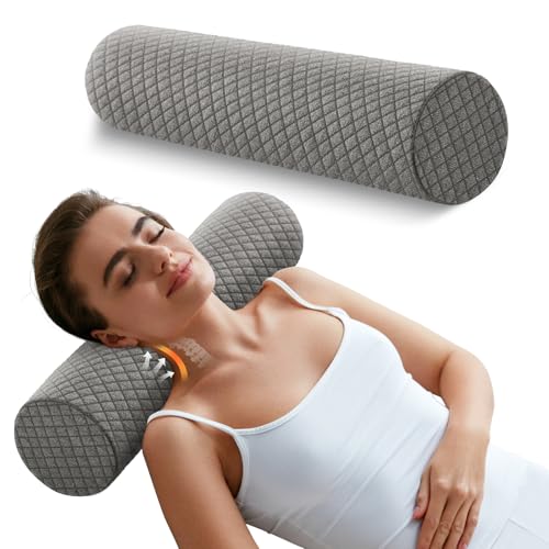 Memory Foam 4 Round Pillow, Cervical Neck Roll Pillow for Pain Relief