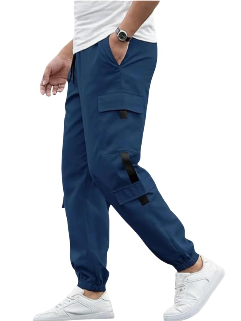 casual feel Men’s Cargo Pants | Lycra Blend Regular Fit | Solid Color Casual Trousers with Drawstring Closure | Comfortable Everyday Bottoms-picture-32