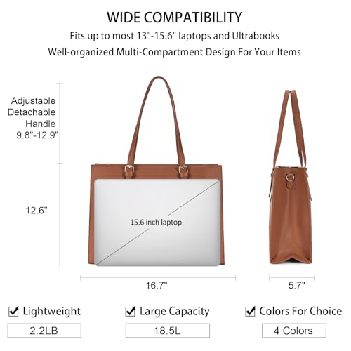 Laptop Bag for Women Waterproof Lightweight Leather 15.6 Inch Computer Tote Bag Business Office Briefcase Large Capacity Handbag Shoulder Bag Professional Office Work Bag by NUBILY - Used condition - Image 3