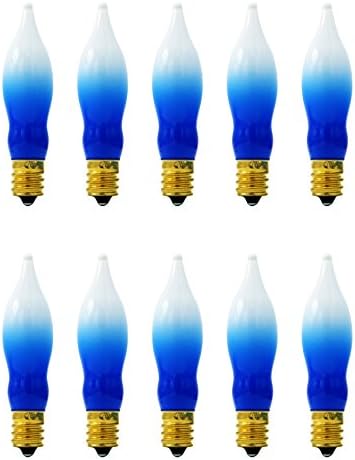 Menorah Bulbs Blue and White Electric Hanukkah Menorah Flame Shaped Replacement Bulbs (10-Pack)