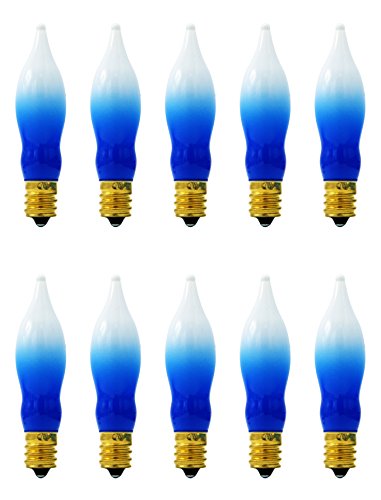 The Dreidel Company Menorah Bulbs, 10 Blue and White Electric Hanukkah Menorah Flame Shaped Replacement Bulbs