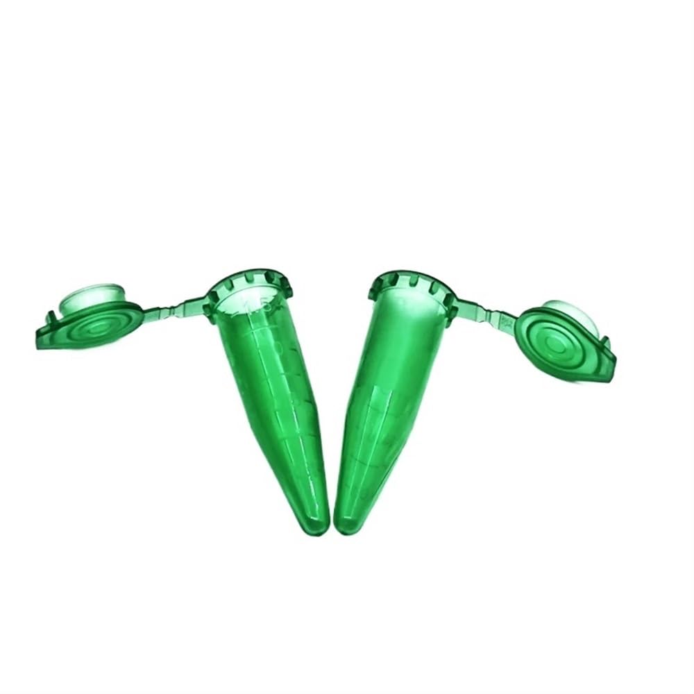 Yinxi 500 Uds Tubo de centrífuga de microtubos 1,5 ml Tubo de PCR centrífugo de Laboratorio Punta Inferior Escala de Color Verde Cubierta Cerrada