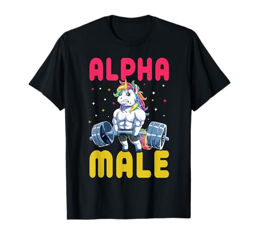 Alpha Male Men Unicorn Funny Weightlifting Workout Gym T-Shirt