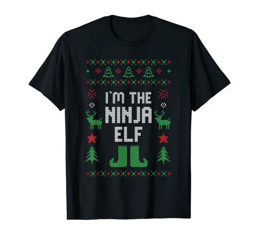 Ninja Elf feo traje de Navidad a juego grupo familiar Camiseta