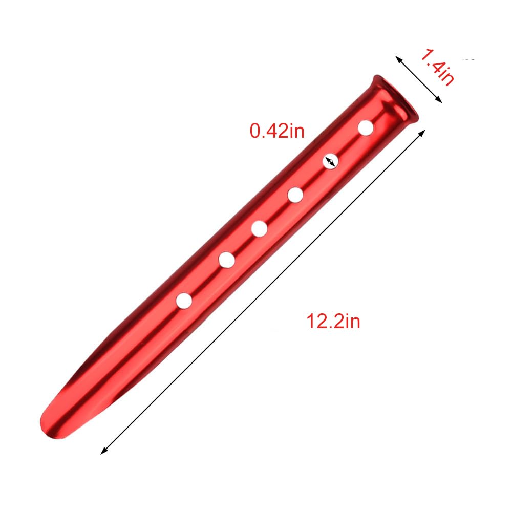 Takelablaze Aluminum Tent Stakes for Camping in Snow & Sand 10PCS Beach Canopy Tent Stakes U-Shaped Tent Pegs Lightweight Ground Nails for Beach Shade Canopy Hiking Backpacking Boating Picnic (Red)
