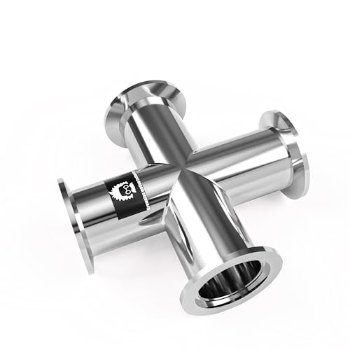 Image of bmotiontech superior Grade - Cross 4-Ways KF40 Flange Vacuum Adapter, All Ends with KF-40 (NW-40) Flange, Made of Stainless Steel 304, high Vacuum (KF40 cross)