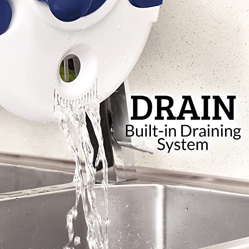 Zulay Kitchen Salad Spinner Large 5L Capacity - Manual Lettuce Spinner With Secure Lid Lock & Rotary Handle - Easy To Use Salad Spinners With Bowl, Colander & Built-In Draining System (Navy Blue) #TOP3