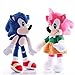 agzhu 2 uds 28Cm Juguete de Felpa sónica Amy Rose Sonic-Shadow-Silver The Hedgehog Tails Knuckles The Echidna muñecos de Peluche Suaves Regalos para niños
