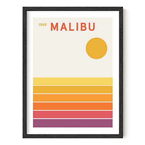 HAUS AND HUES Vintage California Wall Art - Travel Wall Art, Orange Geometric Wall Decor, Retro Travel Art (Black Frame, 12x16)