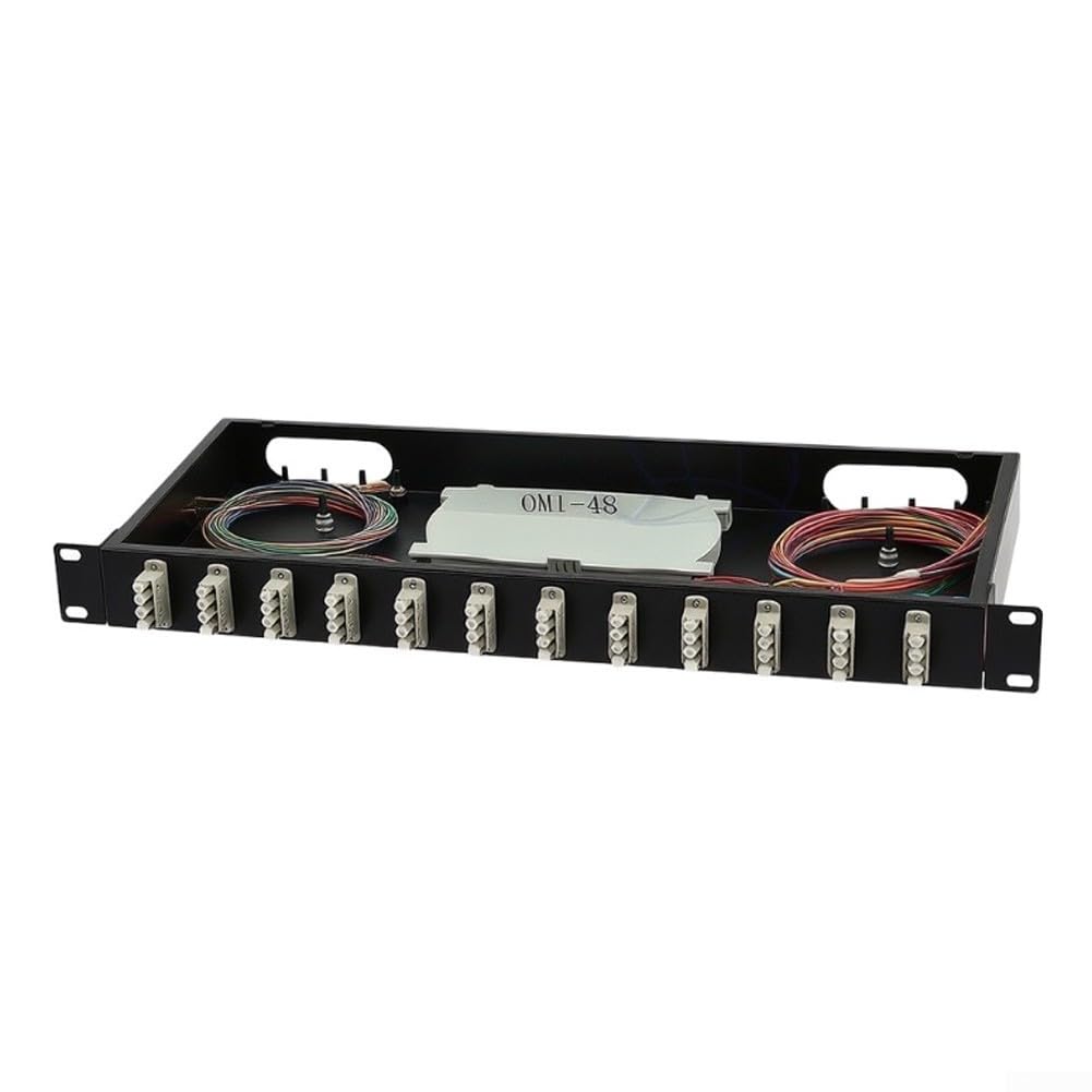 Per il pannello di toppa della fibra, 19" porta del supporto di scaffale 12 | 24 per capacità fibra, 2 per vassoi di giuntura, 12 trecce LC da 1 m, codificate a colori, a bassa perdita