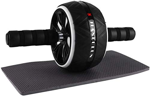RODA PARA EXERCICIOS ABDOMINAL AB C/TAPETE BRANCA/PRETO