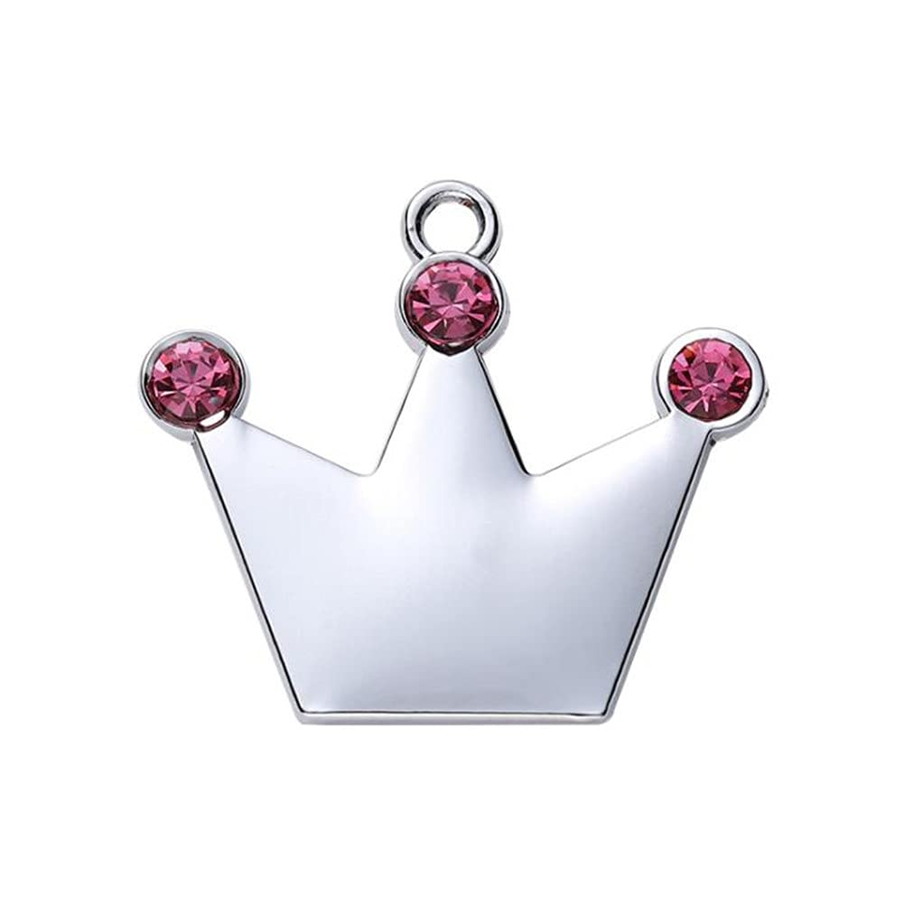 Personalized Dog Tag Crown Tag for Pet,Silver Plated Custom Crown Crystal Tags with Pretty Glitter Bling Paw Print,Double-Side Laser Engraving Tags for Dog Cat Pets,6 Colors,Free Hoop Ring